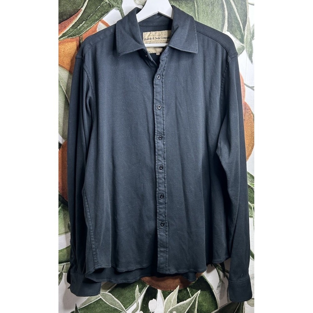 Scotch & Soda Company XL Black Button Down Knit Long Sleeve Shirt Cotton‎